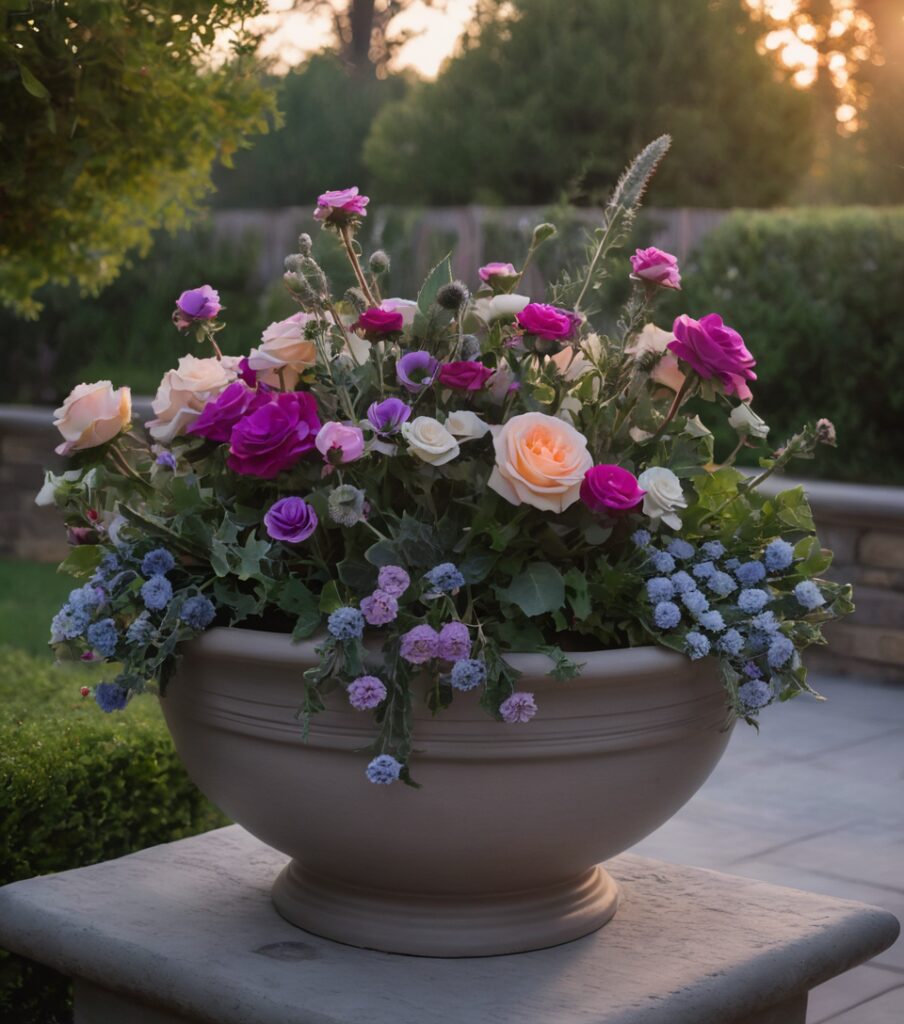 daily flower delivery, garden rose arrangement, floral inspiration, fresh flowers, elegant urn planters