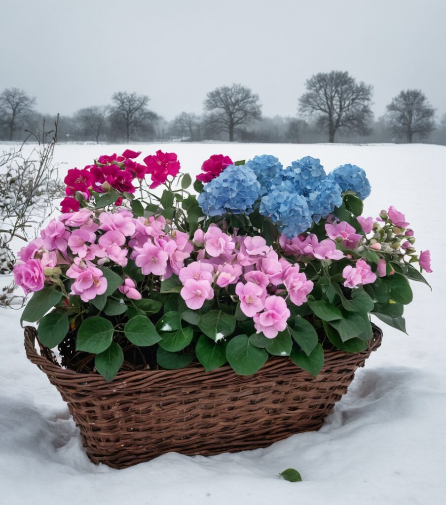 weekly flower delivery, blooming flowers in winter, vibrant impatiens, lush hydrangeas, flower photography